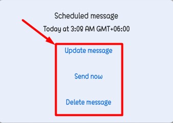  Eliminar o actualizar el texto de envío programado 